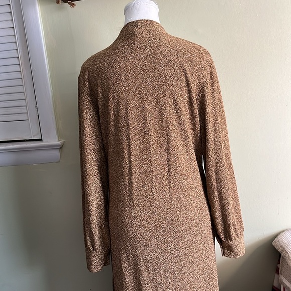 South Beach longline gold side slits open front Metallic Duster Cardigan Sweater - Picture 6 of 15